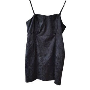 Nicole By Nicole Miller Black Jacquard Sleeveless Dress With Adjustable Straps S